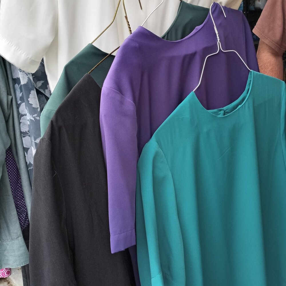 Set of 6 basic solid color 100% polyester shells. Size 12.